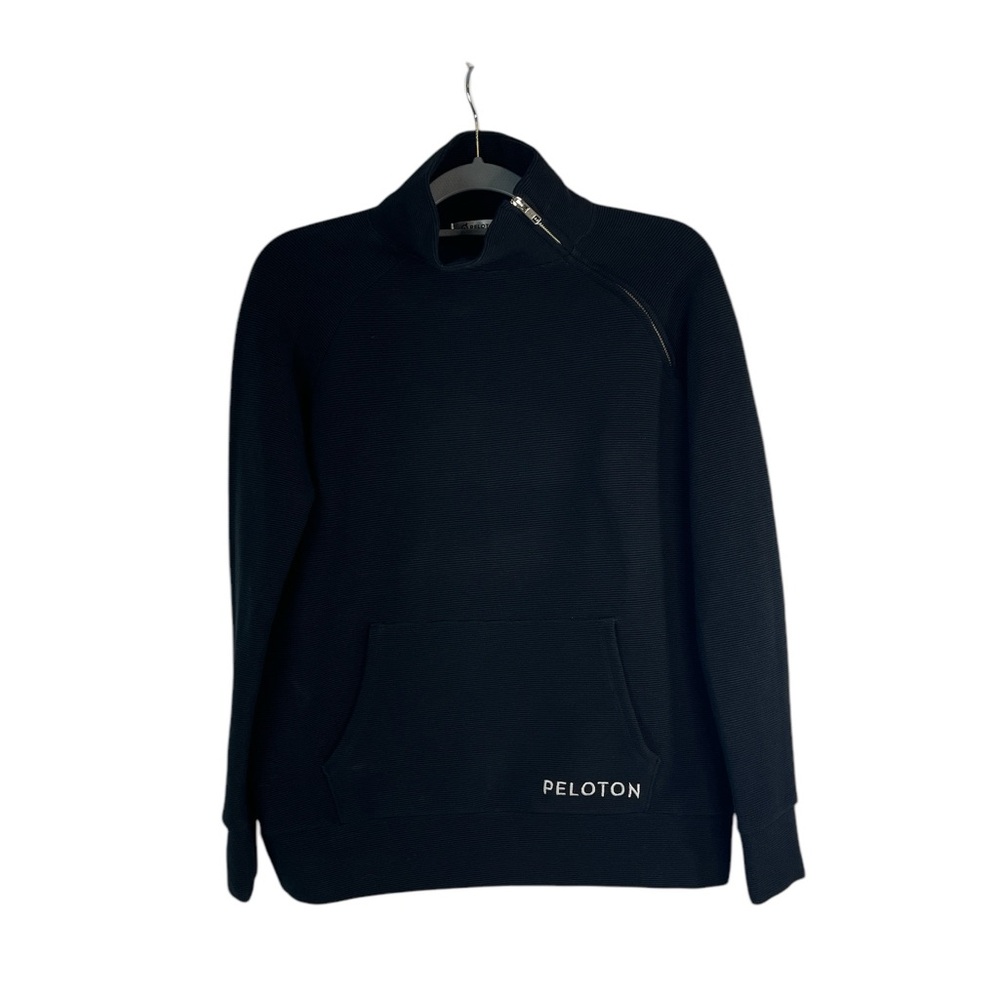 Peloton woman’s black mock‎ neck side zip sweatshirt size small cycling casual